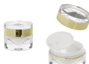 Luksuzna providno-zlatna akrilna teglica 30 mL sa duplim dnom za kremu, sa akrilnim zatvaračem i plastičnim međupoklopcem-slika_proizvoda