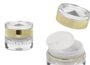 Luksuzna providno-zlatna akrilna teglica 50 mL sa duplim dnom za kremu, sa akrilnim zatvaračem i plastičnim međupoklopcem-slika_proizvoda