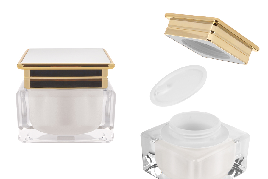 Luksuzna akrilna teglica 30 mL za kremu u bisernoj boji sa plastičnim međupoklopcem-slika_proizvoda