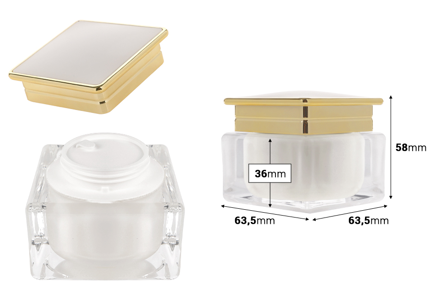 Luksuzna akrilna teglica 30 mL za kremu u bisernoj boji sa plastičnim međupoklopcem-dimenzije_slike