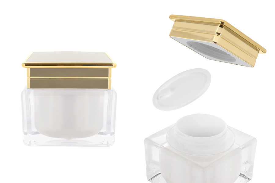 Luksuzna akrilna teglica 50 mL za kremu u bisernoj boji sa plastičnim međupoklopcem-slika_proizvoda