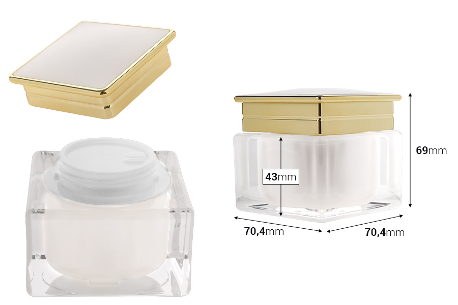 Luksuzna akrilna teglica 50 mL za kremu u bisernoj boji sa plastičnim međupoklopcem-dimenzije_slike