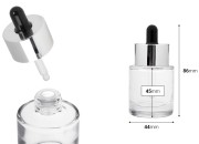 Providna staklena bočica od 30 mL sa pipetom i drenažnim elementom-dimenzije_slike