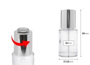 Providna staklena bočica od 30 mL sa srebrnom pipetom sa dugmetom i drenažnim elementom-dimenzije_slike