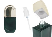 Staklena bočica od 40 mL u mat zelenoj boji sa belom pumpicom i zlatnim zatvaračem-slika_proizvoda