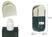 Staklena bočica od 40 mL u mat zelenoj boji sa belom pumpicom i zlatnim zatvaračem-dimenzije_slike