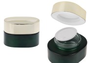 Staklena teglica od 50 mL u mat zelenoj boji sa zlatnim zatvaračem (sa unutrašnjom zaptivkom) i plastičnim međupoklopcem-slika_proizvoda