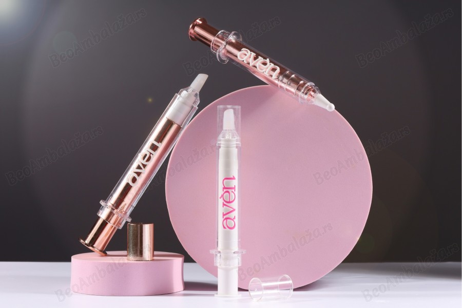 Airless tubica - akrilni špric 10mL za kozmetičku upotrebu, bronzane boje sa zatvaračem-grupa_slika