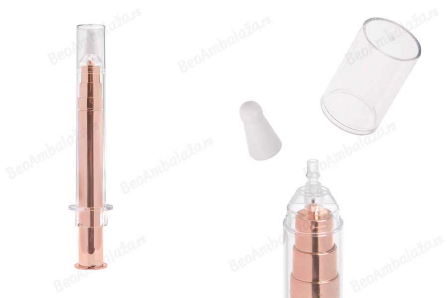 Airless tubica - akrilni špric 10mL za kozmetičku upotrebu, bronzane boje sa zatvaračem-slika_proizvoda