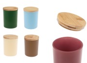 Staklena teglica od 200 mL sa bambus poklopcem sa gumom u raznim mat bojama-slika_proizvoda