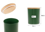 Staklena teglica od 200 mL sa bambus poklopcem sa gumom u raznim mat bojama-dimenzije_slike