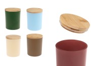 Staklena teglica od 300 mL sa bambus poklopcem sa gumom u raznim mat bojama-slika_proizvoda