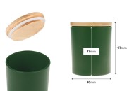 Staklena teglica od 300 mL sa bambus poklopcem sa gumom u raznim mat bojama-dimenzije_slike