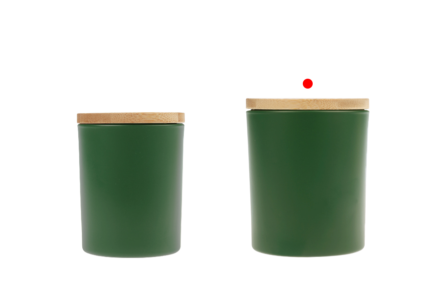 Staklena teglica od 300 mL sa bambus poklopcem sa gumom u raznim mat bojama-grupa_slika