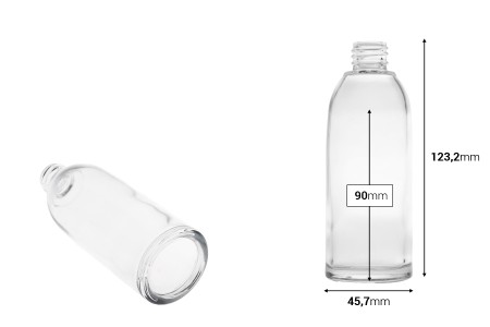 Staklena providna bočica 100mL (PP 20)-dimenzije_slike