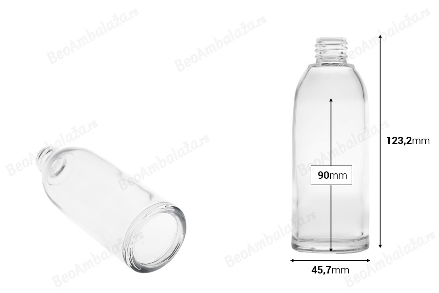 Staklena providna bočica 100mL (PP 20)-dimenzije_slike