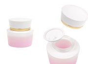 Luksuzna staklena teglica 50mL ljubičasto bele boje za kreme sa akrilnim zatvaračem i plastičnim međupoklopcem-slika_proizvoda
