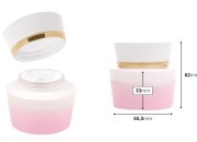Luksuzna staklena teglica 50mL ljubičasto bele boje za kreme sa akrilnim zatvaračem i plastičnim međupoklopcem-dimenzije_slike
