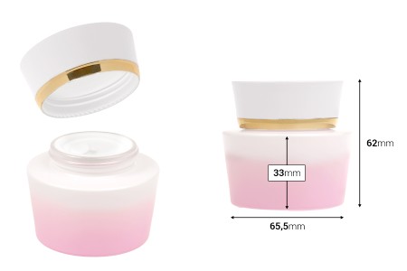 Luksuzna staklena teglica 50mL ljubičasto bele boje za kreme sa akrilnim zatvaračem i plastičnim međupoklopcem-dimenzije_slike