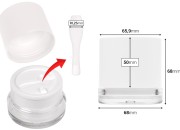 Akrilna kutijica 50mL za kremu sa plastičnim belim zatvaračem, međupoklopcem i spatulom-dimenzije_slike