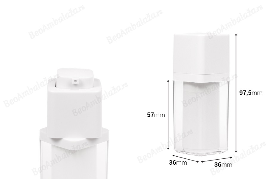 Airless akrilna bočica 15 mL sa belom pumpicom-dimenzije_slike