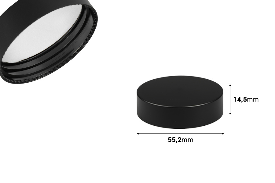 Plastični MAT crni zatvarač sa unutrašnjom zaptivkom-dimenzije_slike