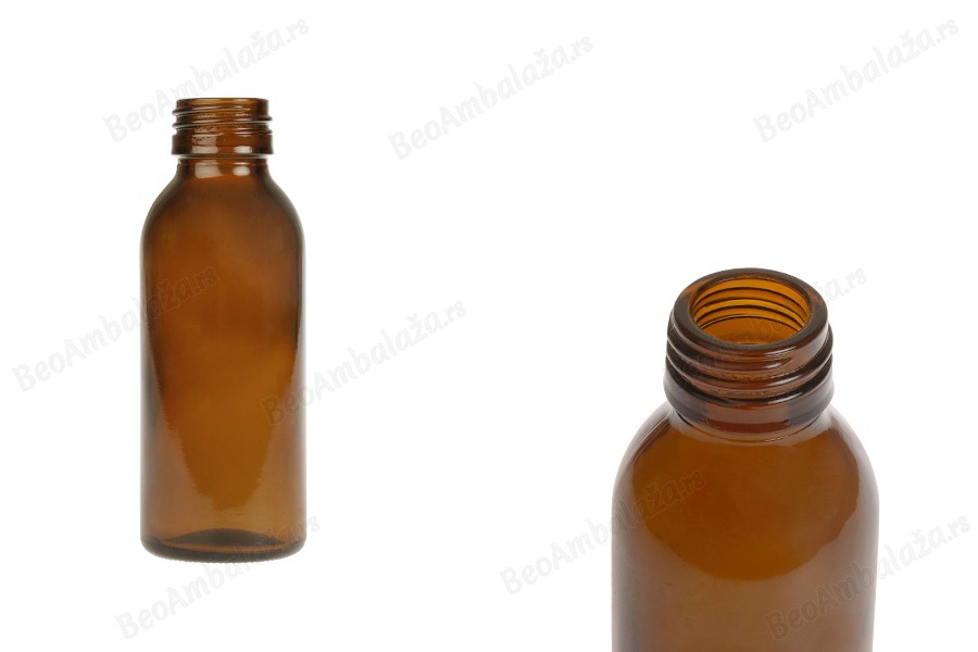 Staklena bočica karamel boje 100 mL sa PP 28 grlom-slika_proizvoda