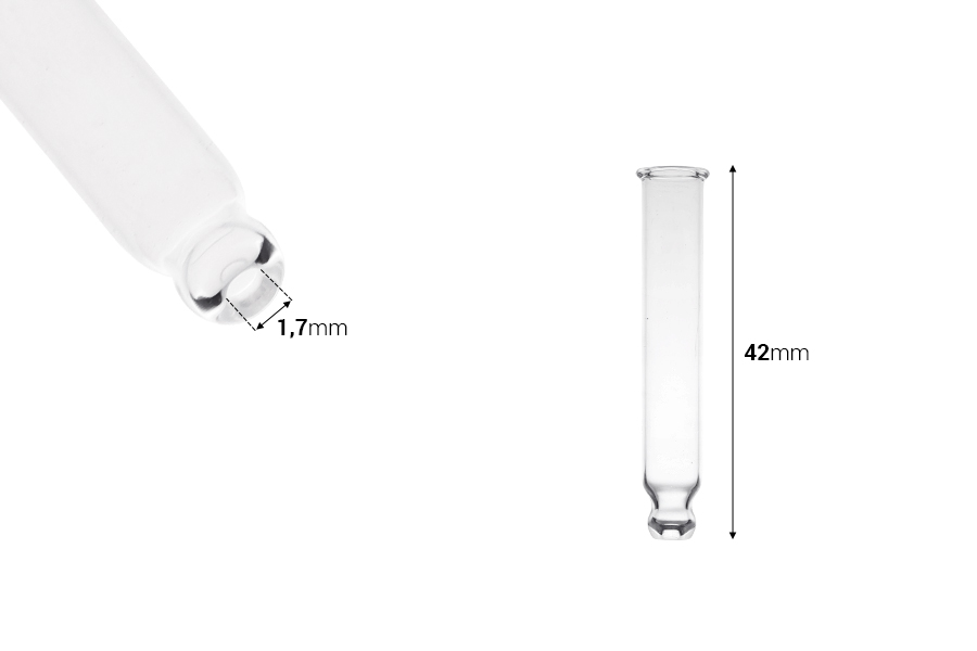 Staklena cevčica 42 mm sa kuglicom bez graduacije za bočicu 18-980-dimenzije_slike