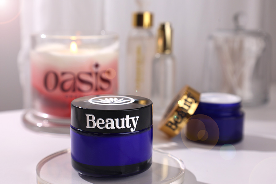 Staklena plava teglica 50mL, sa zatvaračem sa zaptivkom i međupoklopcem-grupa_slika