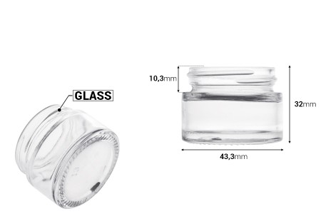 Staklena teglica 15mL za kreme - bez zatvarača-dimenzije_slike