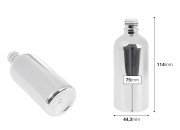 Staklena bočica za etarska ulja 100 mL sa PP18 grlom, u zlatnoj ili srebrnoj boji-dimenzije_slike