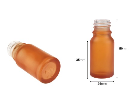 Staklena bočica od peskiranog stakla u više boja za etarska ulja 10mL, sa grlom PP18-dimenzije_slike