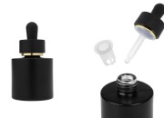 Mat crna staklena bočica od 30 mL sa mat crnom pipetom sa zlatnom linijom i drenažnim elementom-slika_proizvoda