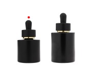 Mat crna staklena bočica od 30 mL sa mat crnom pipetom sa zlatnom linijom i drenažnim elementom-grupa_slika