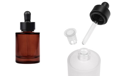 Staklena bočica od 50 mL sa crnom mat pipetom-slika_proizvoda