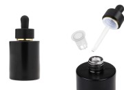 Mat crna staklena bočica od 50 mL sa mat crnom pipetom sa zlatnom linijom i drenažnim elementom-slika_proizvoda