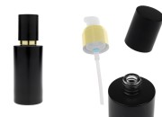 Mat crna staklena bočica od 100 mL sa zlatnom pumpicom za kreme i mat crnim poklopcem-slika_proizvoda