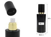 Mat crna staklena bočica od 100 mL sa zlatnom pumpicom za kreme i mat crnim poklopcem-dimenzije_slike