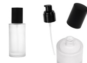 Bočica od peskiranog stakla od 100 mL sa crnom pumpicom za kreme i crnim mat poklopcem-slika_proizvoda
