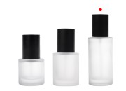 Bočica od peskiranog stakla od 100 mL sa crnom pumpicom za kreme i crnim mat poklopcem-grupa_slika