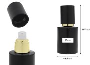 Mat crna staklena bočica od 50 mL sa zlatnom pumpicom za kreme i mat crnim poklopcem-dimenzije_slike