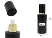 Mat crna staklena bočica od 100 mL sa zlatnim sprejom i mat crnim zatvaračem-dimenzije_slike