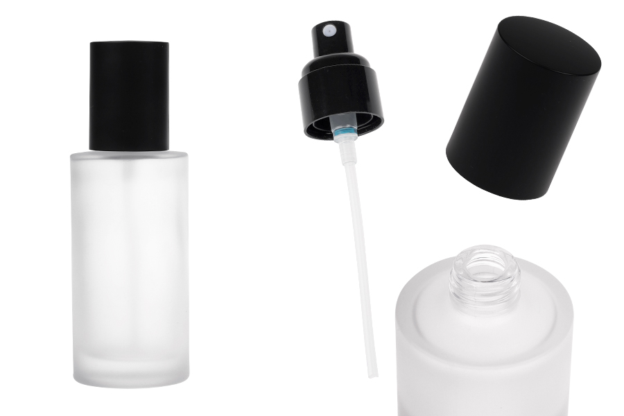 Peskirana staklena bočica od 100mL sa crnim sprejom i crnim mat zatvaračem-slika_proizvoda