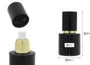 Mat crna staklena bočica od 30 mL sa zlatnim sprejom i mat crnim zatvaračem-dimenzije_slike