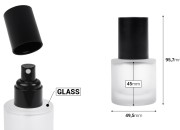 Peskirana staklena bočica od 30mL sa crnim sprejom i crnim mat zatvaračem-dimenzije_slike
