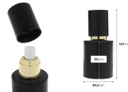 Mat crna staklena bočica od 50 mL sa zlatnim sprejom i mat crnim zatvaračem-dimenzije_slike
