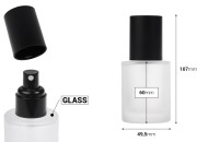 Peskirana staklena bočica od 50mL sa crnim sprejom i crnim mat zatvaračem-dimenzije_slike