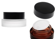 Staklena teglica od 30 mL sa crnim mat zatvaračem (sa unutrašnjom zaptivkom) i plastičnim međupoklopcem-slika_proizvoda