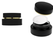 Staklena crna mat teglica od 30 mL sa crnim mat zatvaračem (sa unutrašnjom zaptivkom) i plastičnim međupoklopcem-slika_proizvoda