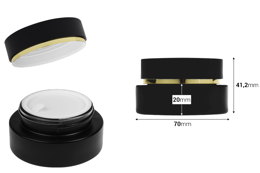 Staklena crna mat teglica od 30 mL sa crnim mat zatvaračem (sa unutrašnjom zaptivkom) i plastičnim međupoklopcem-dimenzije_slike